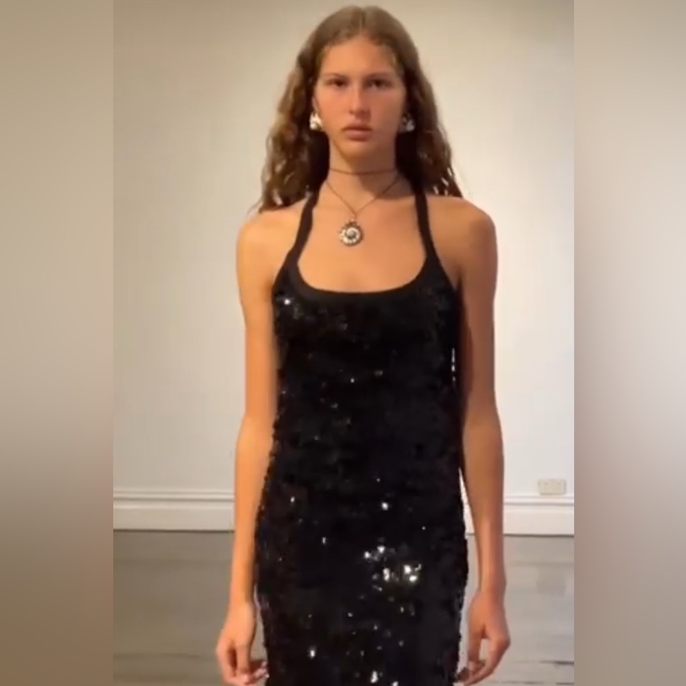 Auteur Black T-Bar Sequin Tank Dress Evening Glam with a Contemporary Twist